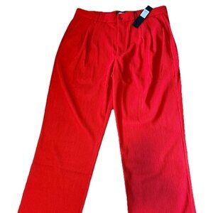 Novamen Mens Red Fashion Shadow Stripe Show Up Pleated Loose Trouser Size 36